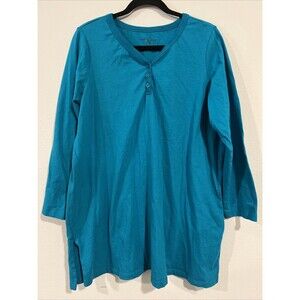 Only‎ Necessities Henley Top Plus Size 18/20 Long Sleeve Blue Button Pakistan